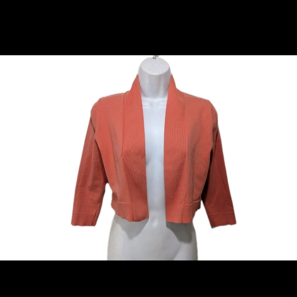 Calvin Klein Shrug Cardigan Sweater XS Orange 90s Y2K Grunge Cropped #7 - Picture 3 of 7